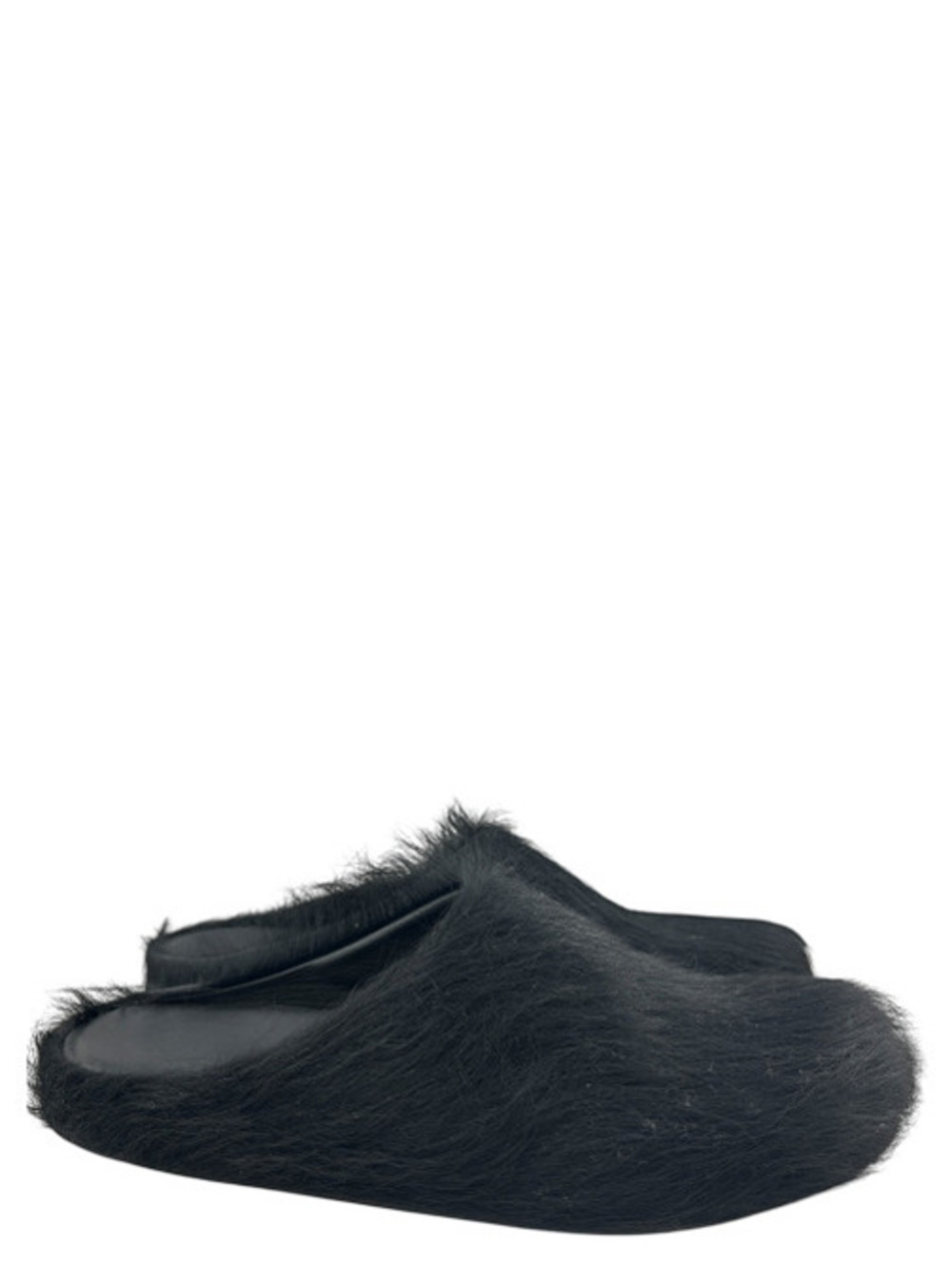 Marni Black Long Calfskin Hair Fussbett Sabot Slip-on Loafers 39